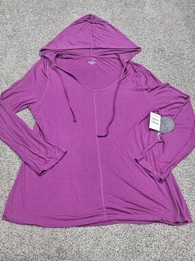 Shimera Long Sleeve Hooded Tee - Magenta Purple NWT